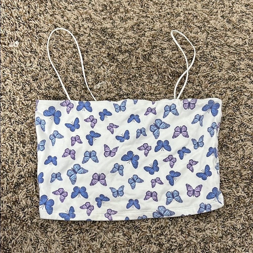 Butterfly Print Crop Top